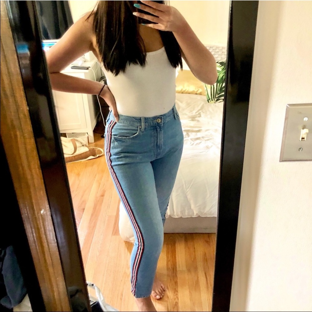 forever 21 red, white striped jeans